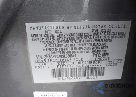 2025 Nissan Kicks Sv Fwd from USA, damaged, VIN 3N8AP6CA0SL336619